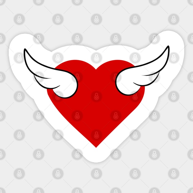 Winged Red Heart 03 White Sticker by Korvus78